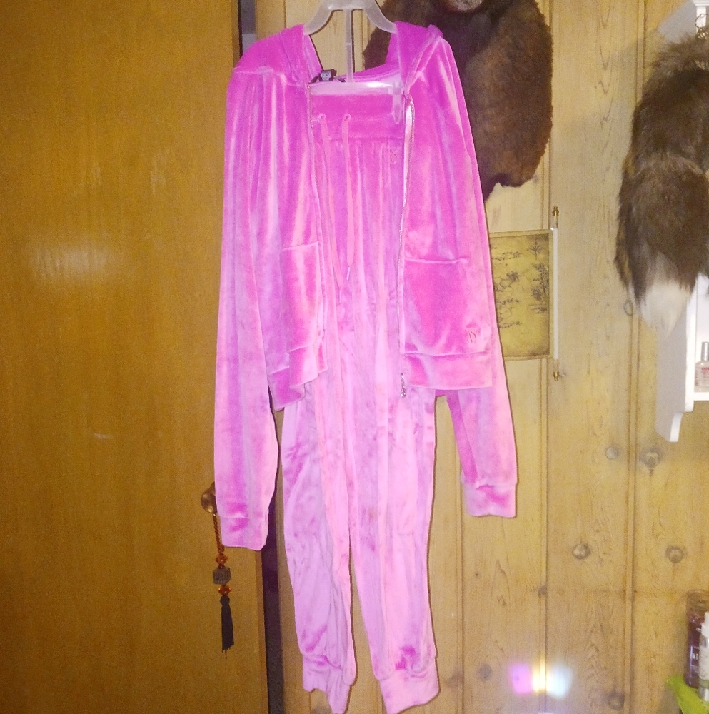 Victorias Secret Pink Velour Tracksuit Set